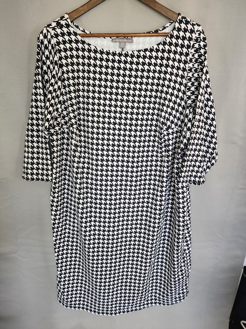 Jessica London Black & White Houndstooth Midi Dress